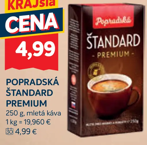Popradská Štandard Premium pražená mletá káva