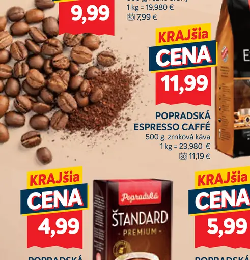 Popradská Espresso caffé zrnková káva