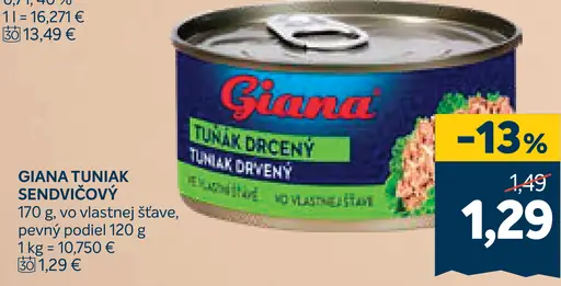 Giana tuniak sendvičový drvený vo vlastnej šťave