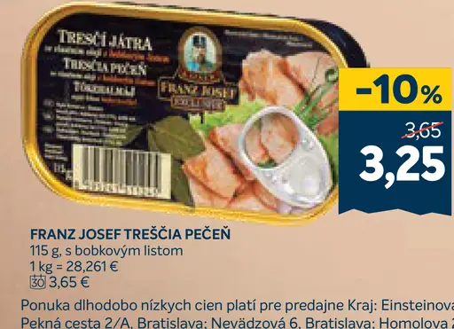 Franz Josef Tresčia pečeň s bobkovým listom