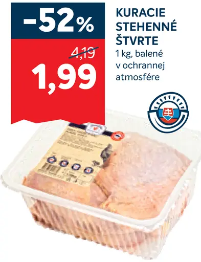 Kuracie stehnenné štvrte balené v ochrannej atmosfére