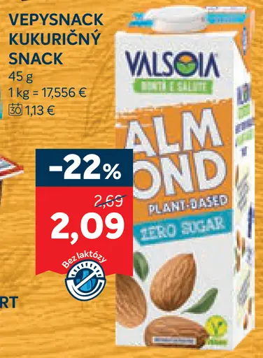 Valsoia mandľový nápoj plant-based zero sugar rôzne druhy