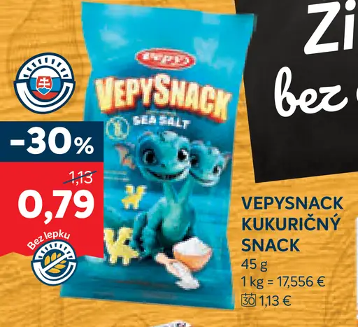 Vepy Vepysnack kukuričný snack sea salt