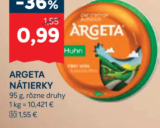 Argeta nátierky kuracie rôzne druhy