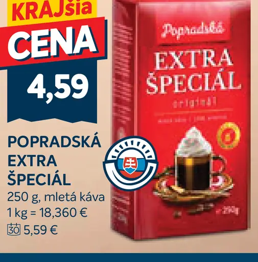 Popradská Extra špeciál originál mletá káva