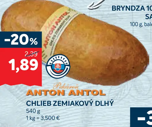 Chlieb zemiakový dlhý