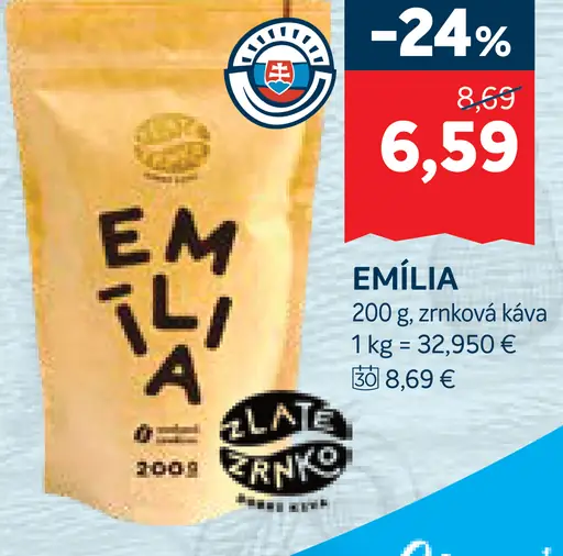 Emília zrnková káva