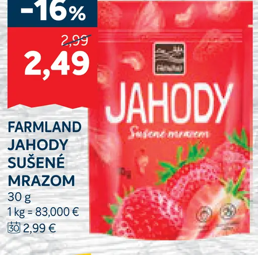 Farmland jahody sušené mrazom