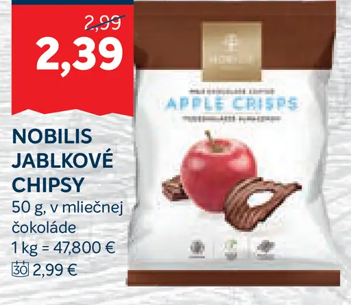 Nobilis Jablkové chipsy s mliečnou čokoládou