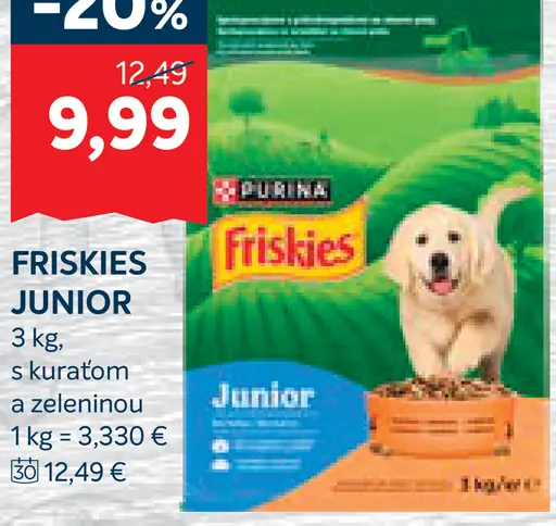 Purina Friskies Junior granule pre šteňatá s kuracím a zeleninou