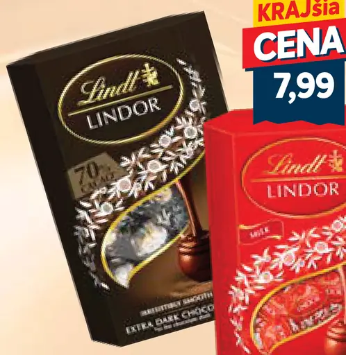 Lindt Lindor Horká čokoláda s jemnou náplňou