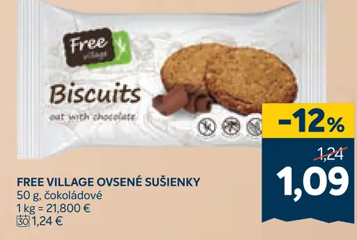 Free Village ovsené sušienky s čokoládou