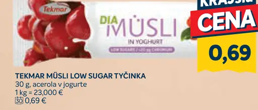 Tekmar Dia Müesli low sugar tyčinka acerola v jogurte