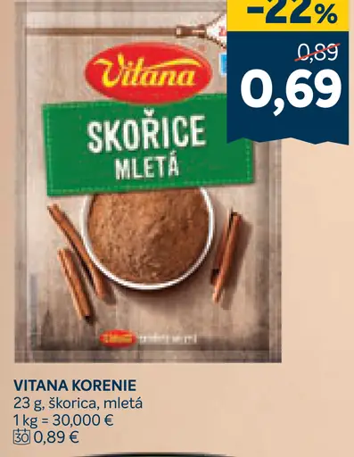 Vitana korenie škorica mletá