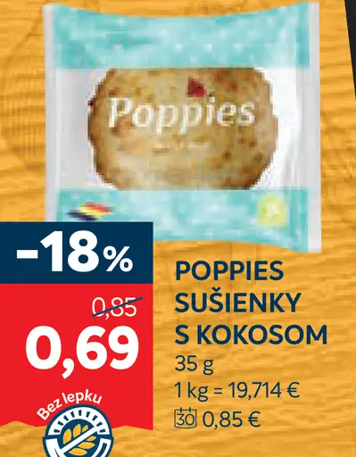 Poppies sušienky s kokosom