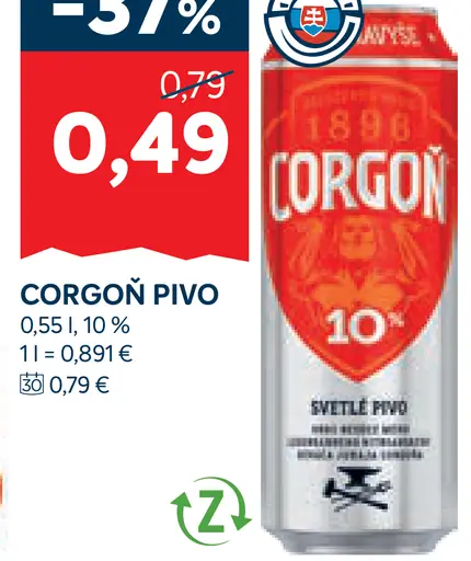 Corgoň pivo 10% plechovka