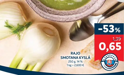 Rajo Smotana pochúťková kyslá 14%