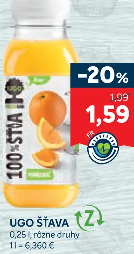 Ugo 100% šťava rôzne druhy