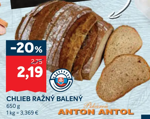 Anton Antol chlieb ražný balený