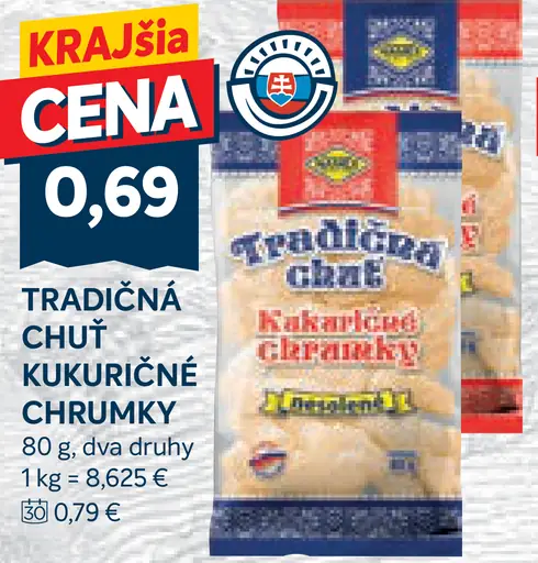 Tradičná chuť kukuričné chrumky