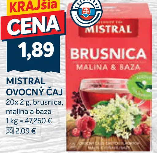Mistral ovocný čaj brusnica malina a baza