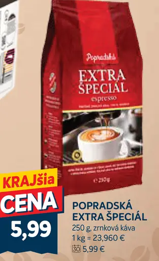 Popradská Extra špeciál espresso pražená zrnková káva