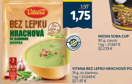 Vitana bez lepku hrachová polievka so slaninou