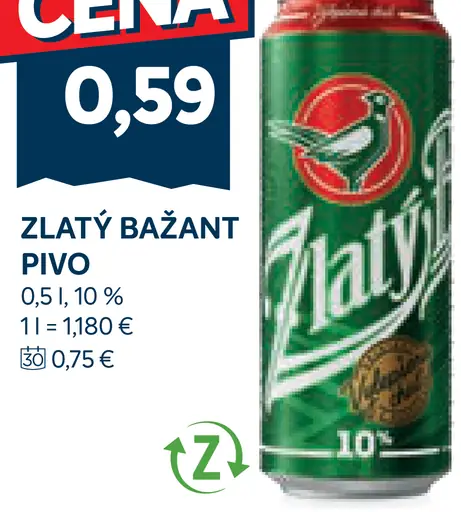 Zlatý Bažant Pivo plechovka