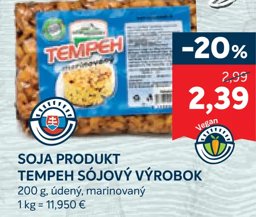 Soja produkt tempeh sójový výrobok údený marinovaný