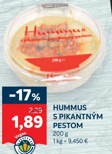 Hummus s pikantným pestom