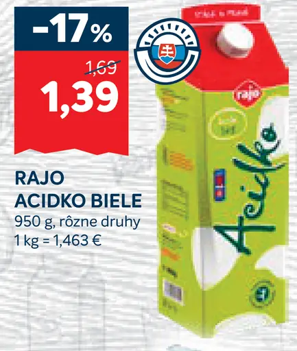 Rajo Acidko biele kyslomliečny nápoj