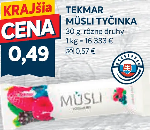 Tekmar müsli tyčinka