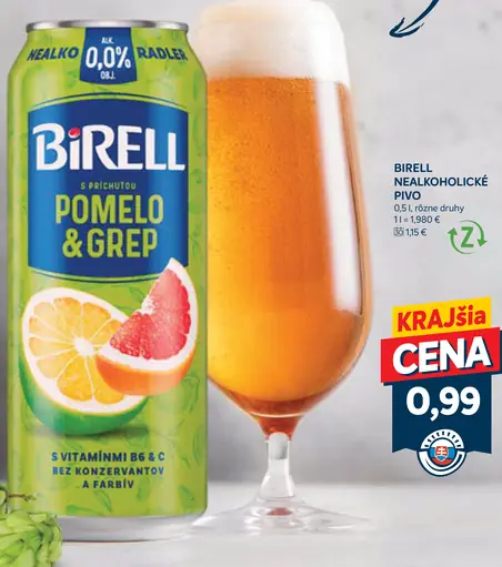 Birell nealkoholické pivo Pomelo & grep plechovka