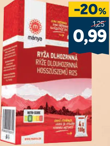 Máňa ryža dlhozrnná vo vreckách
