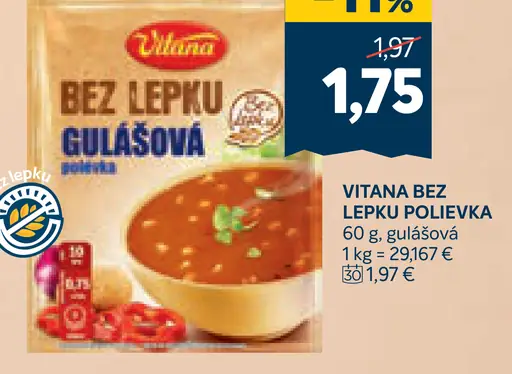 Vitana bez lepku gulášová polievka