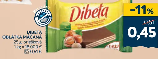 Dibeta oblátka máčaná oriešková