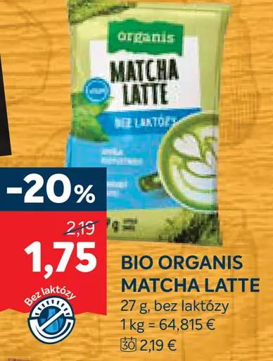 Bio Organis matcha latte bez laktózy