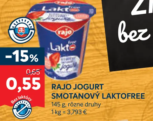 Rajo Smotanový jogurt laktofree