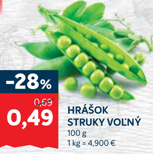 Hrášok – struky voľný