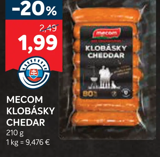 Mecom klobásky Cheddar
