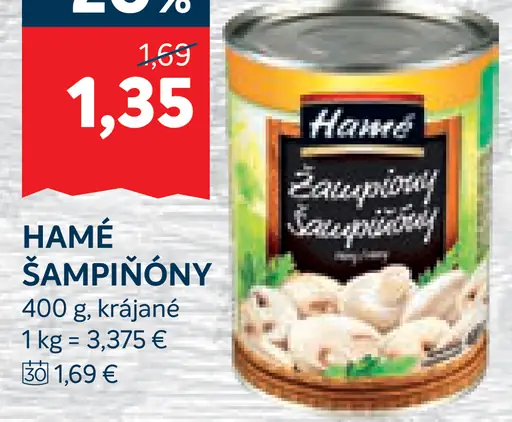 Hamé šampiňóny krájané