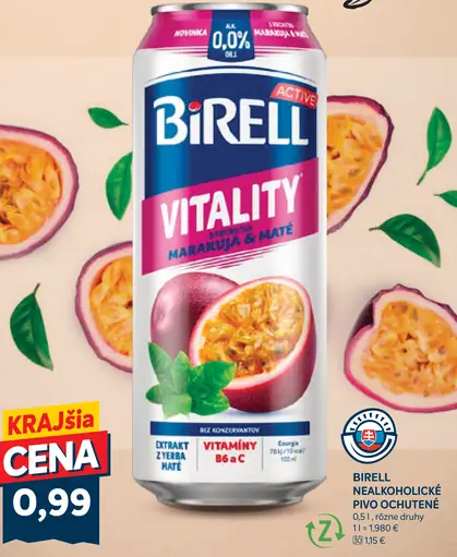 Birell Vitality marakuja & maté plechovka