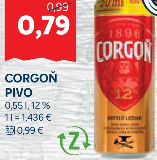 Corgoň pivo plechovka