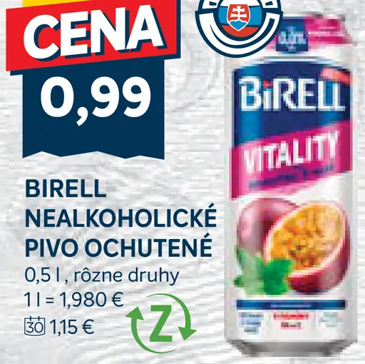 Birell Svetlý nealkoholické pivo plechovka