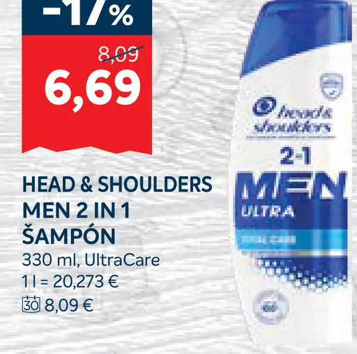Head & Shoulders Men 2 in 1 UltraCare šampón