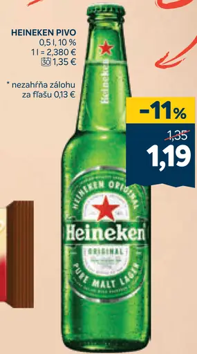 Heineken pivo fľaša
