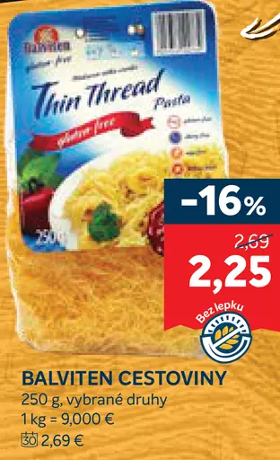 Balviten cestoviny thin thread bezlepkové