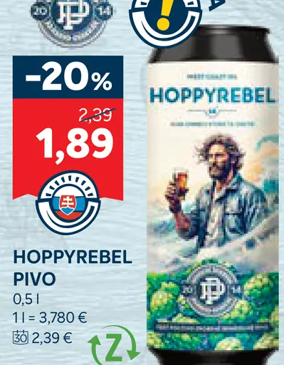 Hoppyrebel pivo plechovka