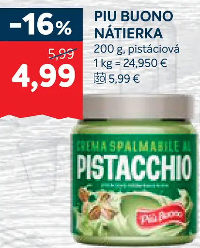 Piu Buono nátierka pistáciová