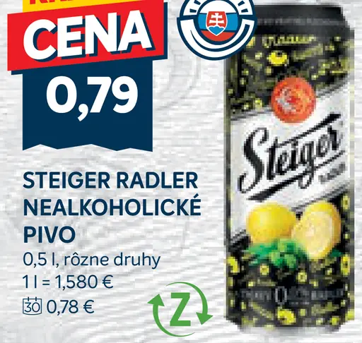Steiger Radler nealkoholické pivo